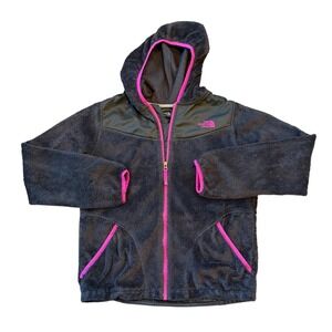 The‎ North Face Youth Girls XL Black Fleece Hoodie Jacket Pink Trim Full Zip